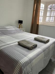 a bed with two pillows on top of it at Complejo Lamadrid - semiprivado in Ciudad Lujan de Cuyo