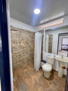 a bathroom with a toilet and a sink at Finca Venecia de Techo Azul en la tebaida in La Tebaida