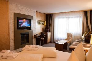 Televízia a/alebo spoločenská miestnosť v ubytovaní Hotel Albona