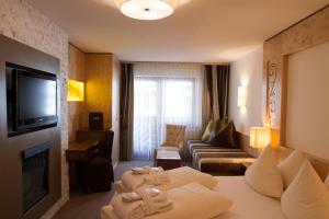 Televízia a/alebo spoločenská miestnosť v ubytovaní Hotel Albona