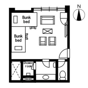 Půdorys ubytování ALPHABED INN Takamatsuekimae