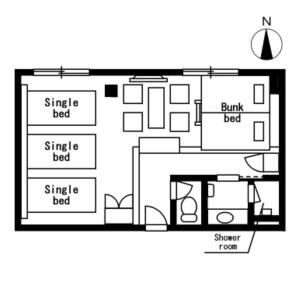 Půdorys ubytování ALPHABED INN Takamatsuekimae