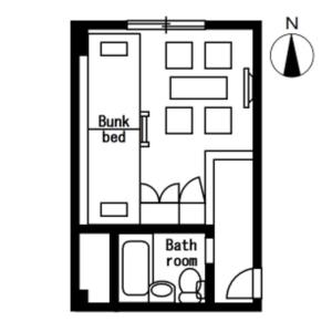 Půdorys ubytování ALPHABED INN Takamatsuekimae