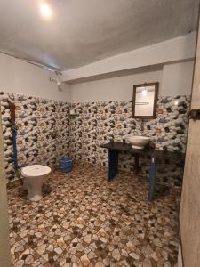 ein Bad mit einem Waschbecken und einem WC in der Unterkunft Monsoon in Agonda