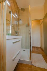 a bathroom with a walk in shower and a walk in shower at Hebergement 10G490 in Sainte-Savine