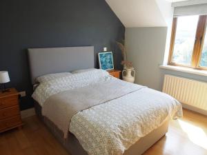 Un dormitorio con una cama grande y una ventana en Luxurious West Cork holiday home, en Bantry