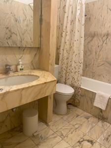 La salle de bains est pourvue d'un lavabo, de toilettes et d'une douche. dans l'établissement Large Studio 907T near Monte Carlo Casino Monaco, à Monte-Carlo