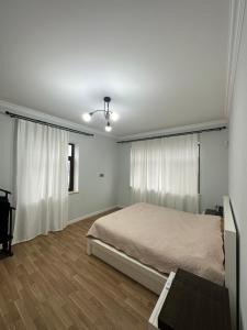 um quarto com uma cama e uma secretária. em Villa SM em Baku