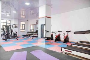 a gym with several treadmills and exercise bikes at Bella Vista at Enzi Heights along Mombasa Rd next to Nextgen close to JKIA in Nairobi