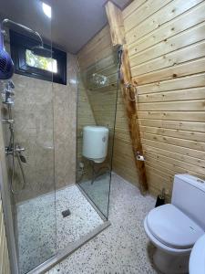 łazienka z prysznicem i toaletą w obiekcie La'Familia w mieście Batumi