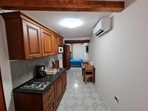 a kitchen with a sink and a stove top oven at Studio Arsenale 7 in Rovinj
