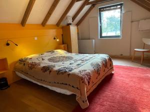 een slaapkamer met een bed in een kamer met een raam bij vakantieverblijf Marke Lemselo in Weerselo