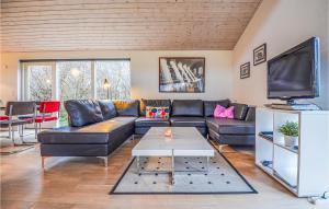 a living room with a couch and a tv at Beautiful Home In Ebeltoft With Kitchen in Ebeltoft