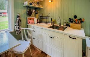 a kitchen with a sink and a table at Pet Friendly Home In Boxholm With Kitchen in Blåvik