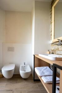 ein Bad mit einem WC und einem Waschbecken in der Unterkunft Borgo dei Sassi di Roccamalatina - Room and Breakfast in Rocca Malatina