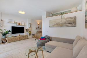 ein Wohnzimmer mit einem Sofa und einem TV in der Unterkunft Salitre Suites Tamara in Tacoronte
