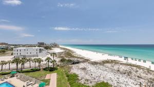an aerial view of a beach and the ocean at Destin on the Gulf 607 - Updated Gulf Front Property at Destin on the Gulf in Destin
