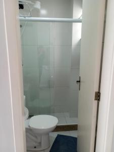 a bathroom with a toilet and a shower at More Só in Rio de Janeiro