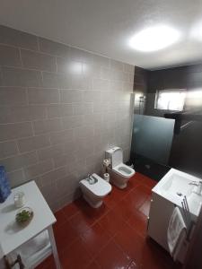 La salle de bains est pourvue de toilettes et d'un lavabo. dans l'établissement OCEANVIEW, à Lajes das Flores