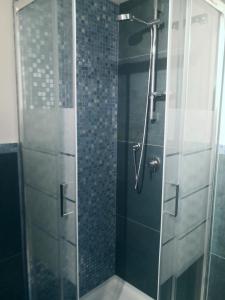 een douche met een glazen deur in de badkamer bij Green home in Pisa