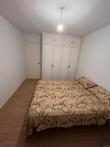 1 dormitorio con 1 cama y armarios blancos en Mars Suites Alondra en Madrid