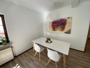 a white table and chairs in a room at Weilburg-Domizil in Weilburg