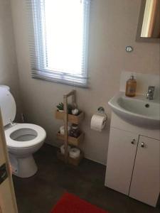 傑德堡的住宿－20 The Green，浴室配有白色卫生间和盥洗盆。