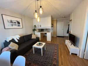 a living room with a couch and a table at APt 37 in Rovaniemi