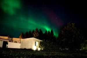 an image of the aurora dancing in the sky at Spói Guesthouse in Hvolsvöllur