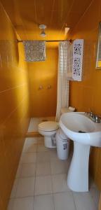 a bathroom with a toilet and a sink at QUINTA SAN LUCAS TLAXCALA 