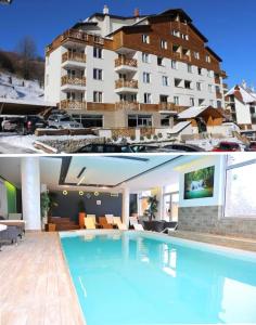 a large swimming pool in front of a building at APARTMENTS FOKA&SPA - 600m from Gondola ski lift in Kopaonik