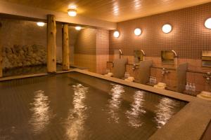 a swimming pool in a public restroom with mirrors at Hotel Asyl Nara in Nara