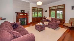 sala de estar con 2 sofás y chimenea en Reign Manor en Worragee