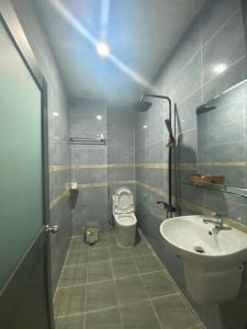 頭頓的住宿－Hotel Hoàng Phúc，一间带卫生间和水槽的浴室