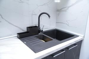 a kitchen sink with a faucet on a counter at ITACA apartman Krupanj in Krupanj