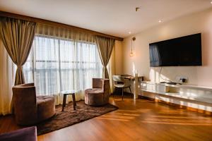 西里古里的住宿－The Imperial Inn，酒店客房设有电视和客厅。
