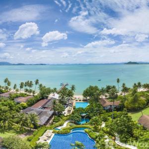 an aerial view of the beach and the ocean at Barcelo Coconut Island, Phuket in Phuket Town