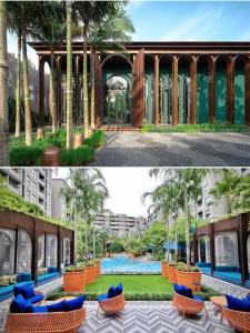 a collage of two pictures of a resort at LAHABANA Resort in Hua Hin