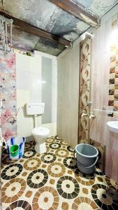 uma casa de banho com um WC e um lavatório em HAPPY PLACE HAMPI em Hampi