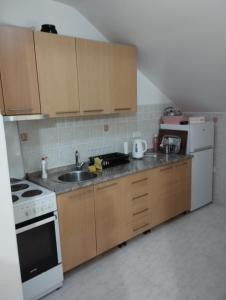 a kitchen with a sink and a stove at Apartman Šljivo in Konjic
