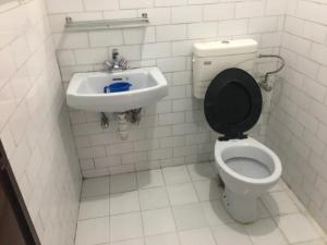 a bathroom with a toilet and a sink at New ELITE’S Guest House in Pokhara