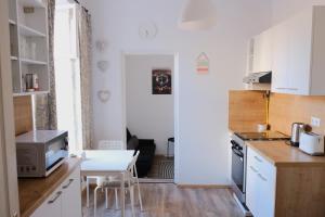 Kuchyň nebo kuchyňský kout v ubytování Várfal-Lak apartman