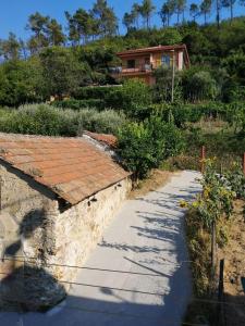 een huis bovenop een heuvel met een pad bij B & EAT IL BORGO in Segno