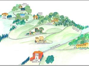 um desenho de uma aldeia numa colina em Holiday Home Podere Piastriccio by Interhome em Medicina