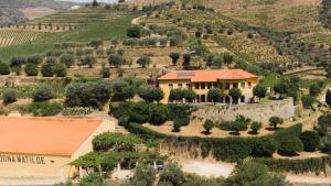 an aerial view of a house in a vineyard at Quinta Dona Matilde in Peso da Régua