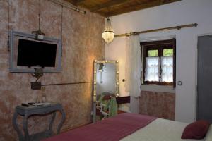 een slaapkamer met een bed en een tv aan de muur bij Lili's - Alojamento Local in Monsanto