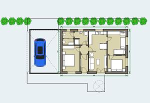 Půdorys ubytování Apartman pod lipou - samostatny objekt - carport