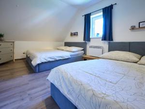 - une chambre avec 2 lits et une fenêtre dans l'établissement Holiday Home Muhu by Interhome, à Smržovka