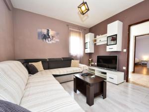 ein Wohnzimmer mit einem Sofa und einem TV in der Unterkunft Holiday Home 4all by Interhome in Maslenica