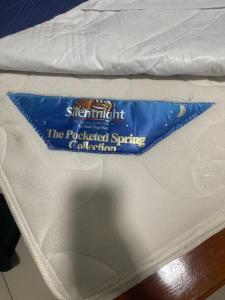 a mattress with a blue wrapper on top of it at Sungai Udang Homestay 4 bilik in Melaka